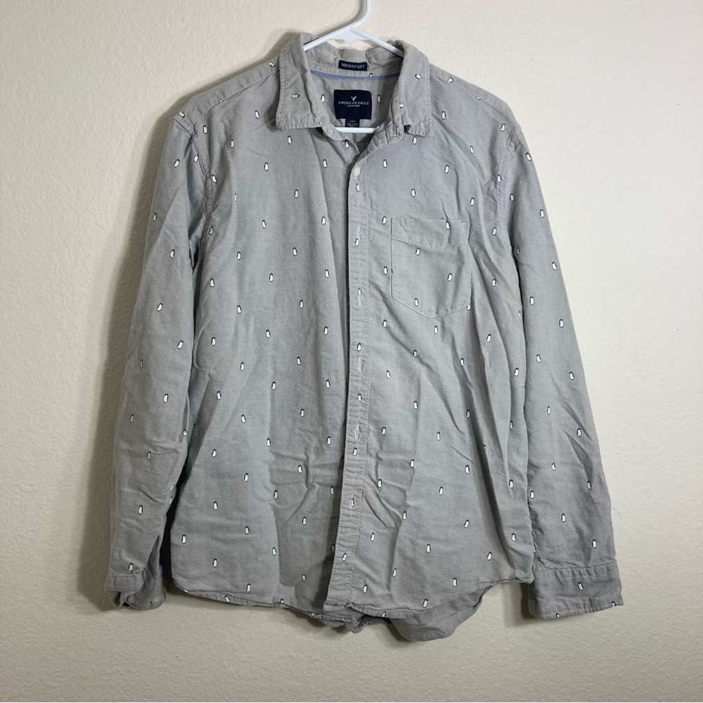 American Eagle Penguin Shirt - Gray - Large